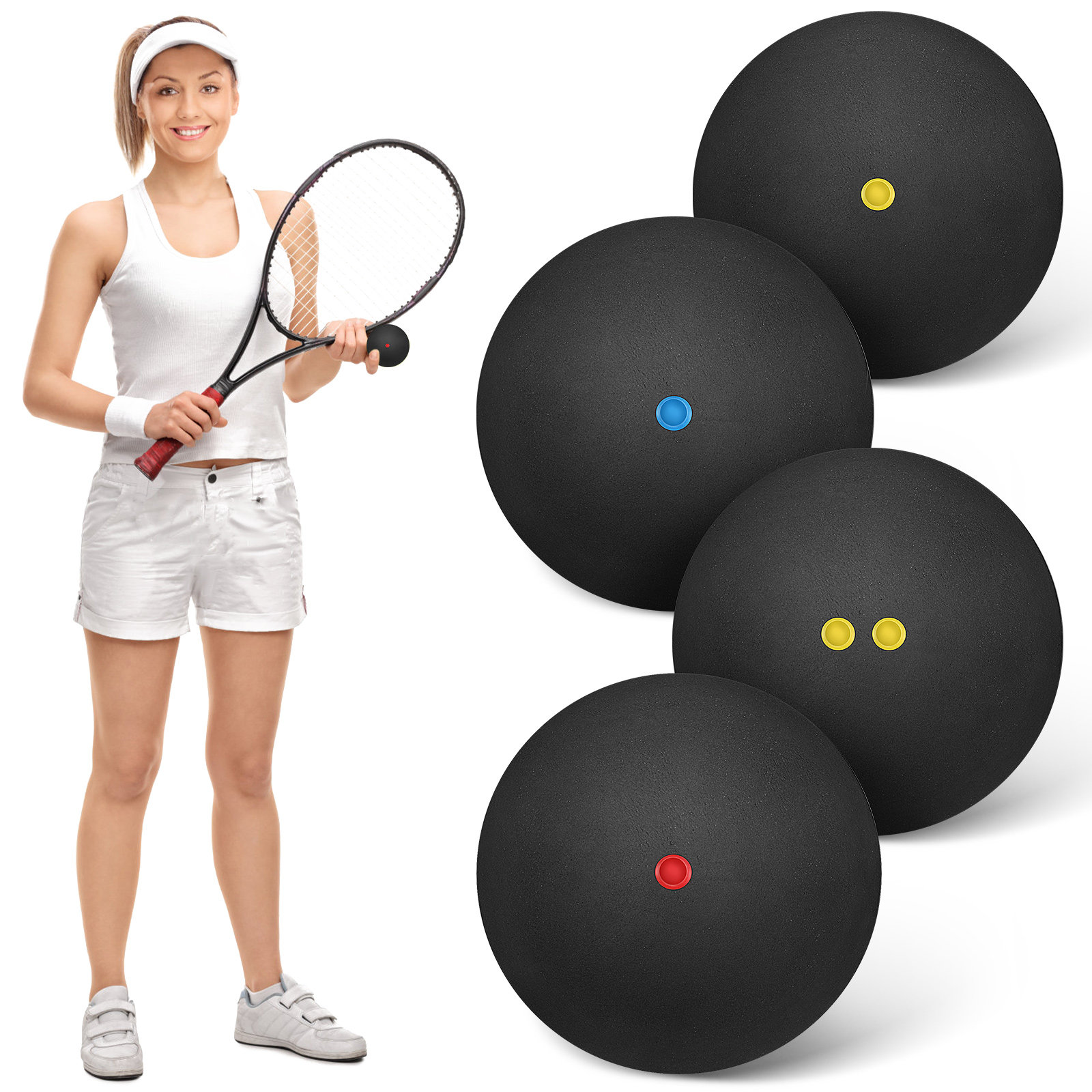 Indoor Sport And Outdoor Sports - 4Pcs Squash Balls Blue Assorted Training