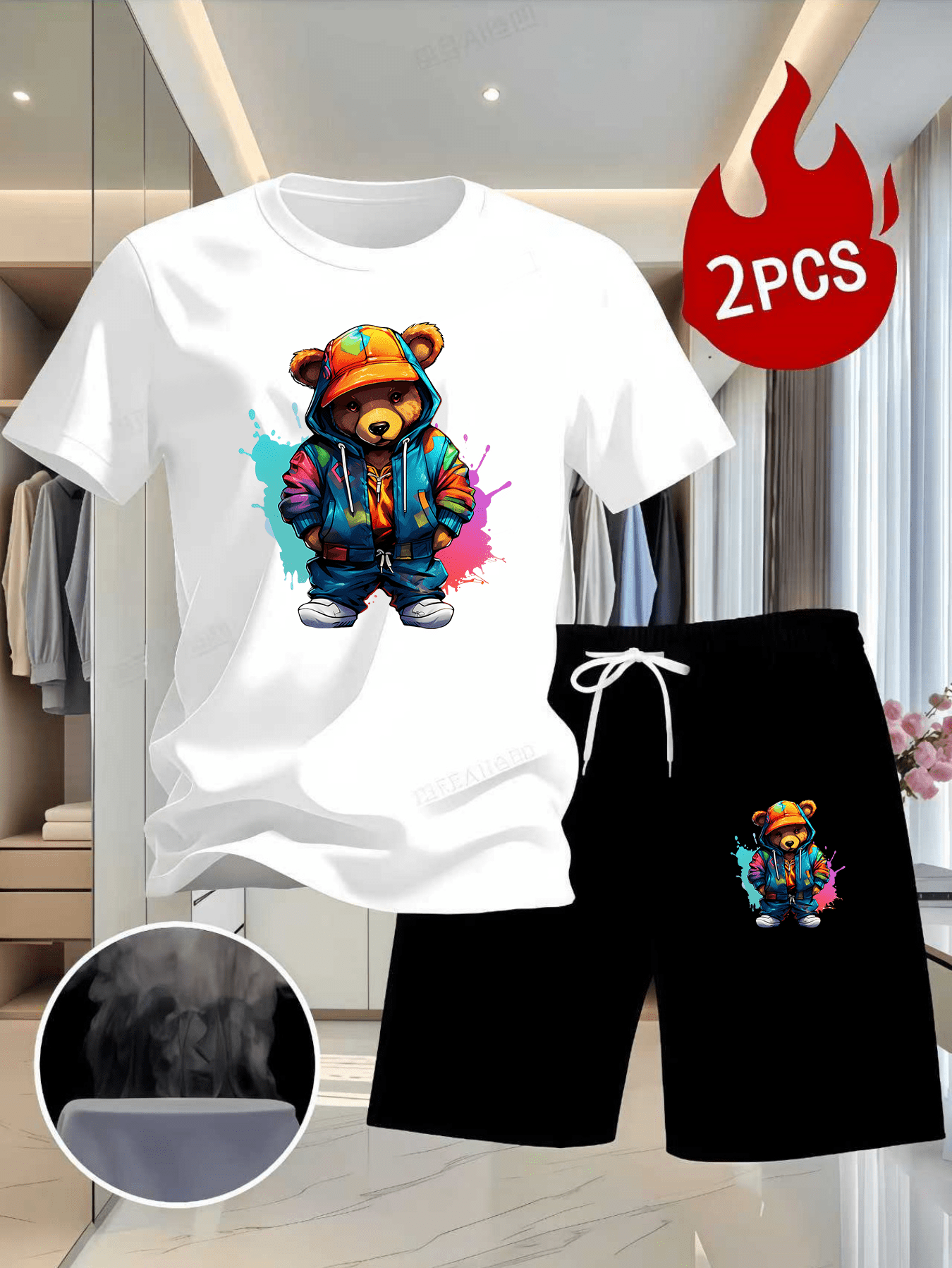 Men Summer 2Pcs High Street Tr - Outdoor Sports Outfit avis et prix