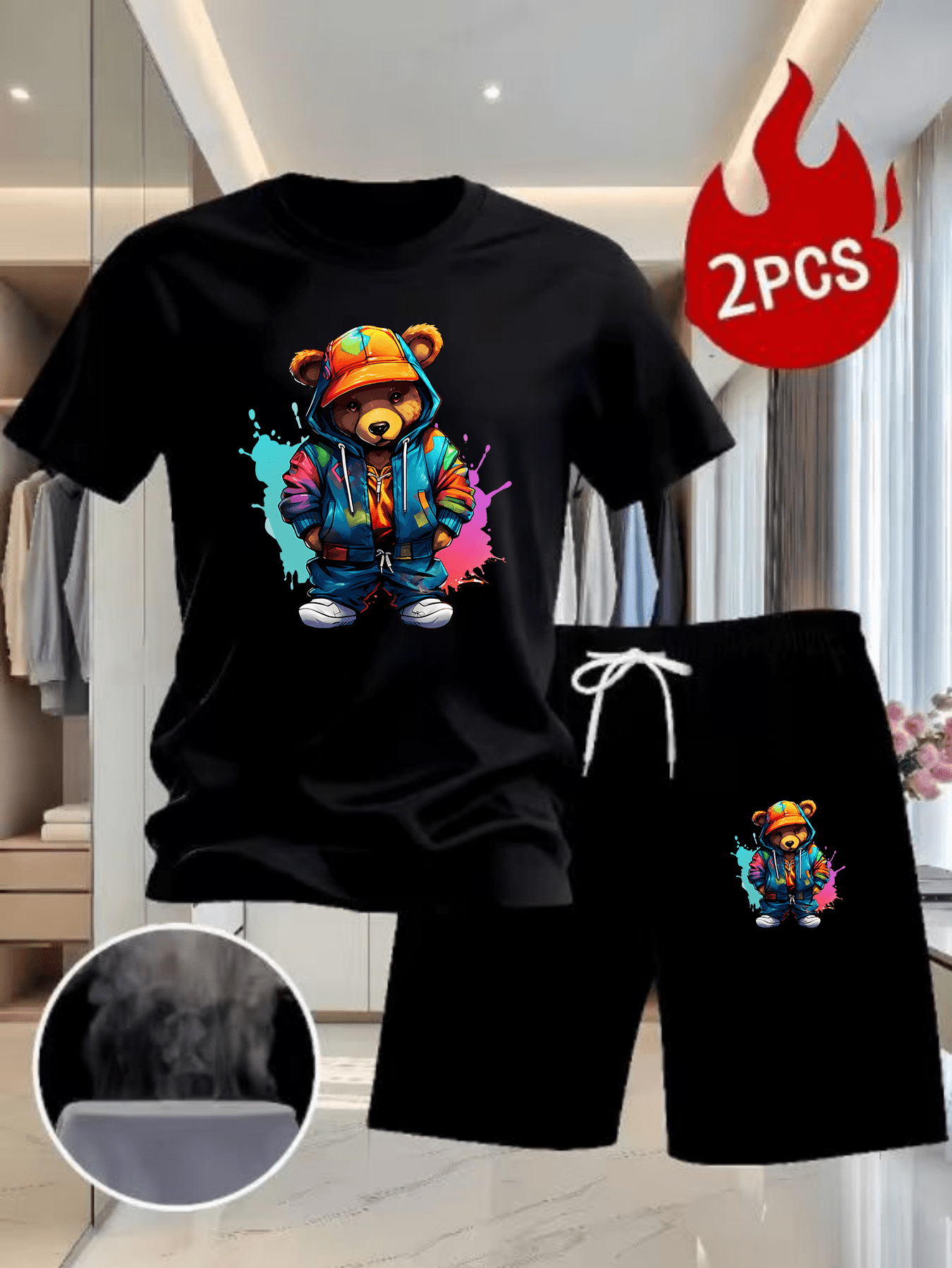 Men Summer 2Pcs High Street Tr - Outdoor Sports Outfit avis et prix
