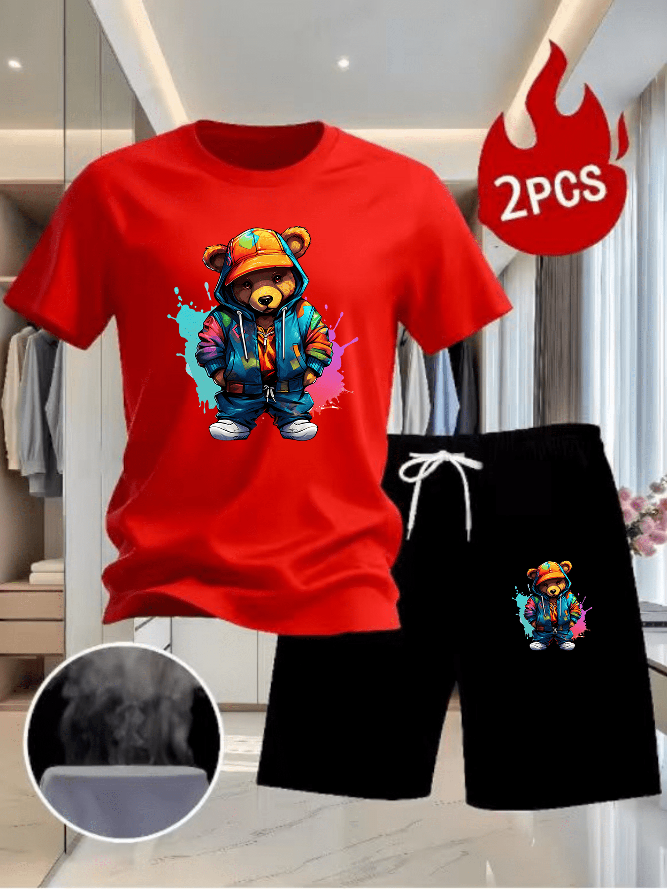 Men Summer 2Pcs High Street Tr - Outdoor Sports Outfit avis et prix