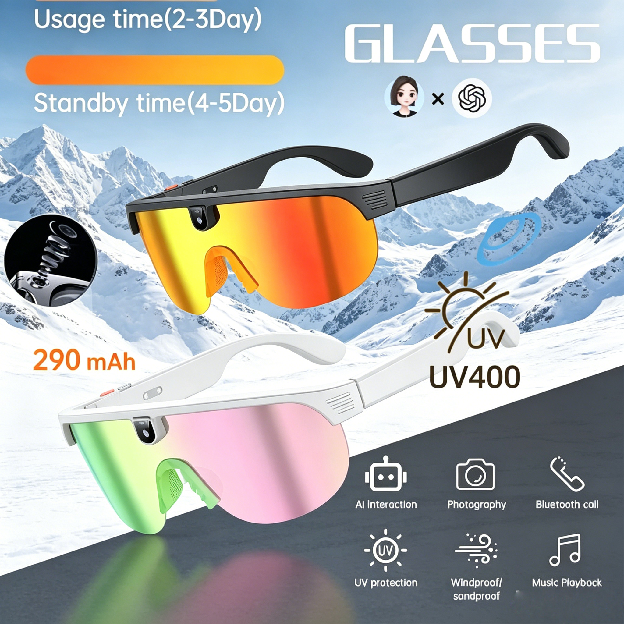 AI Smart Glasses 8MP Pixel 108 - Outdoor Sport Camera avis et prix