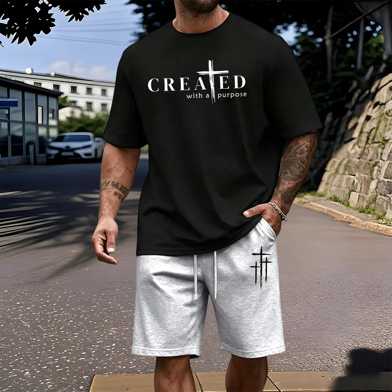 Men's Set 100% Cotton T-shirt  - Outdoor Sports Outfit avis et prix