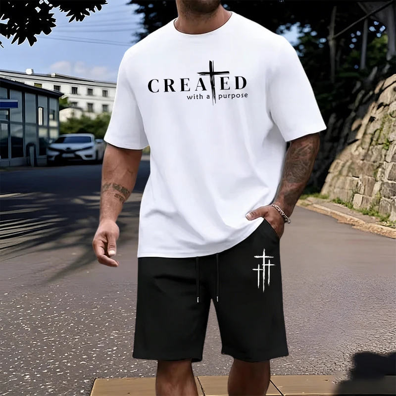 Men's Set 100% Cotton T-shirt  - Outdoor Sports Outfit avis et prix