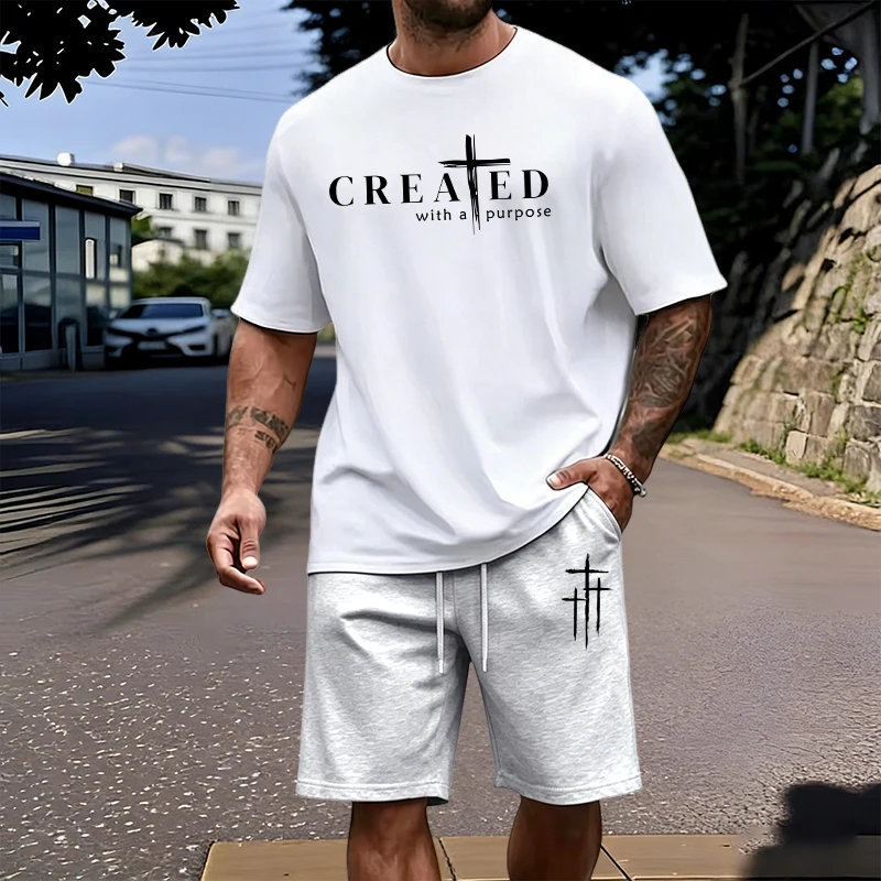 Men's Set 100% Cotton T-shirt  - Outdoor Sports Outfit avis et prix