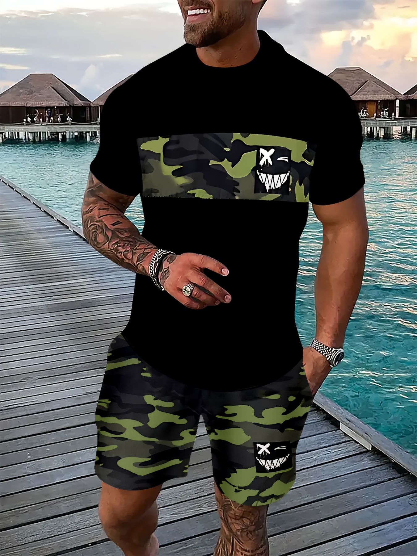 Summer Men's Sets Casual O-nec - Outdoor Sports Outfit avis et prix